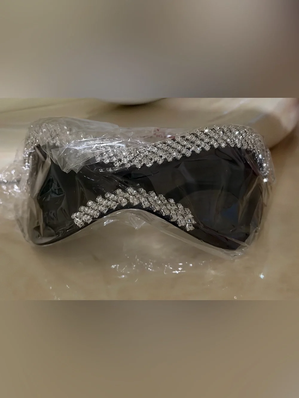 A Classy Chic Boutique Black Sunglasses with Crystal Trim